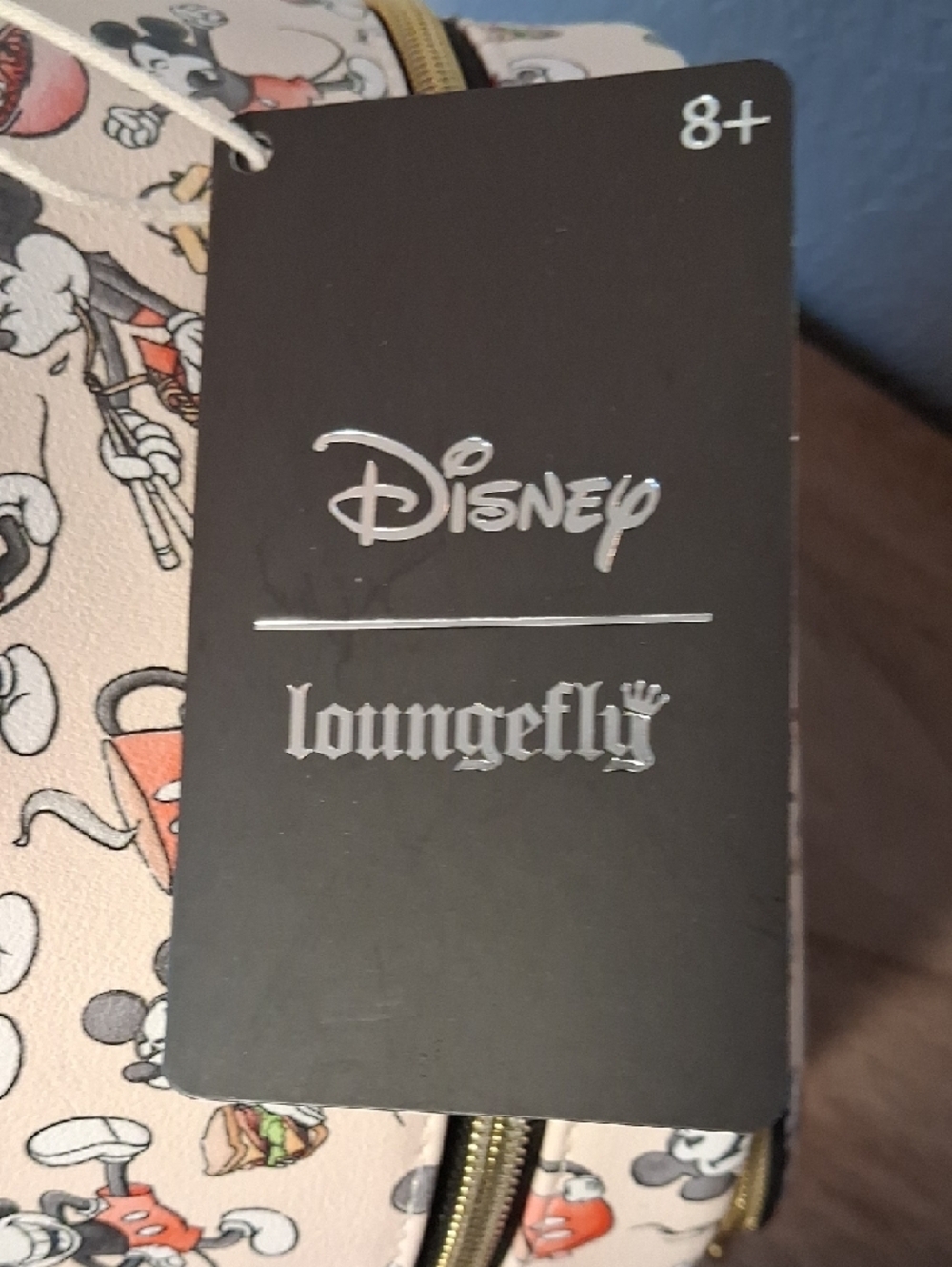 Loungefly Cream & Black Mickey Mouse Retro Pattern Mini Backpack - Picture 2 of 6